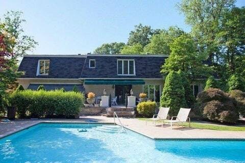 Heated L-Shaped Pool with Cabana&Fire Pit - Private Pool in Cresskill ...